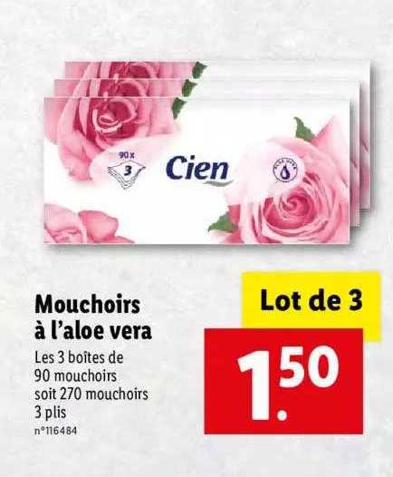 mouchoirs à l'aloé véra cien