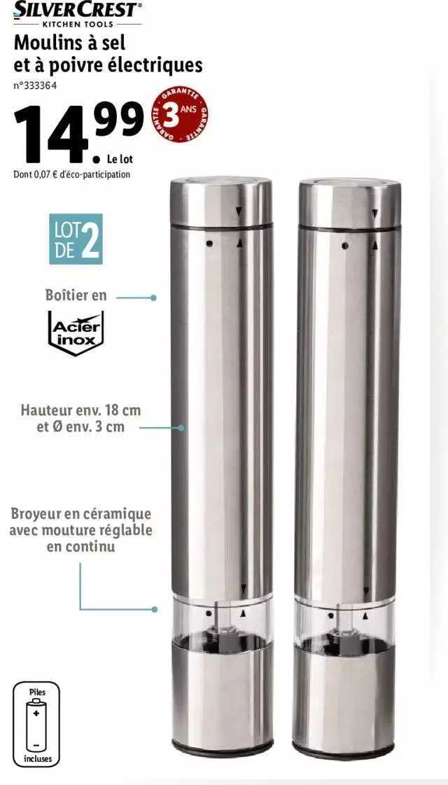Moulin à Sel Et à Poivre électriques Silver Crest