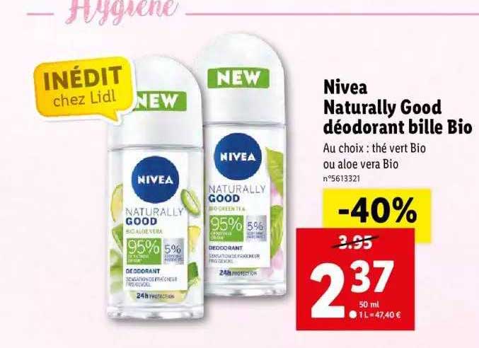 nivea naturally good déodorant bille bio