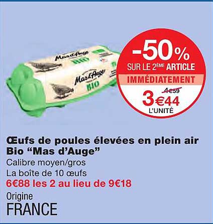 oeufs de poules élevées en plein air bio "mas d'auge"