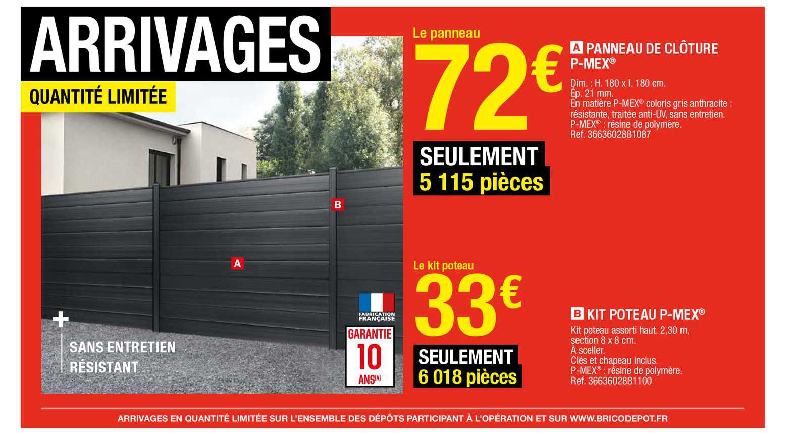 panneau de clôture p-mex, kit poteau p-mex