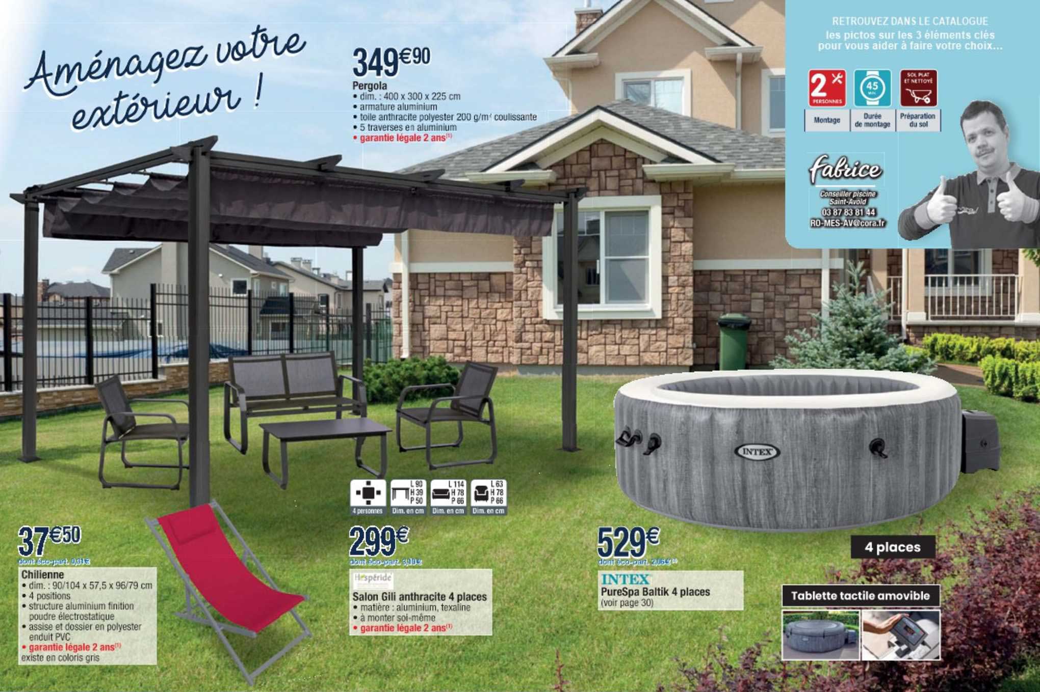 pergola, chilienne, salon gili anthracite 4 places, purespa baltik 4 places intex