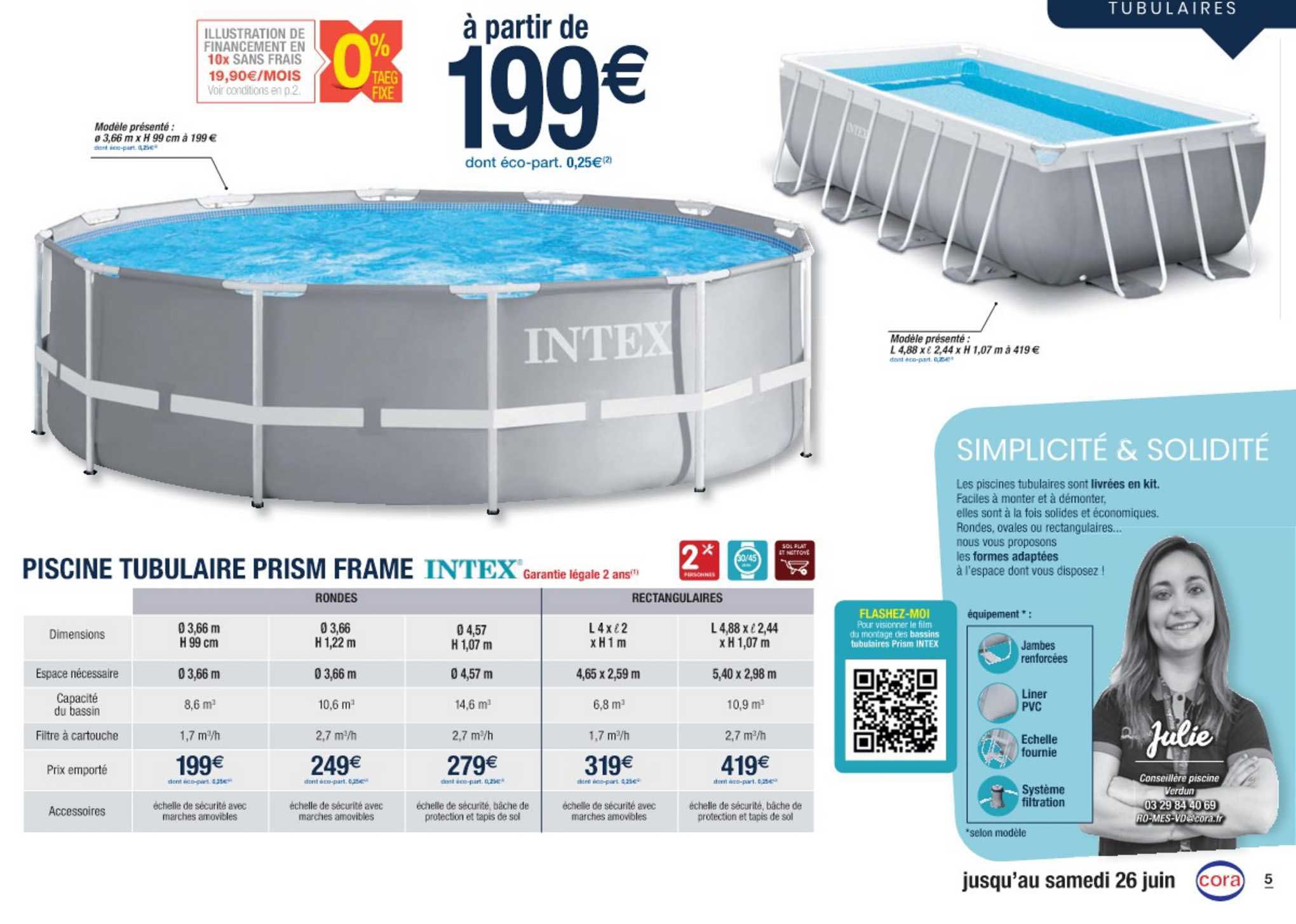 piscine tubulaire prism frame intex
