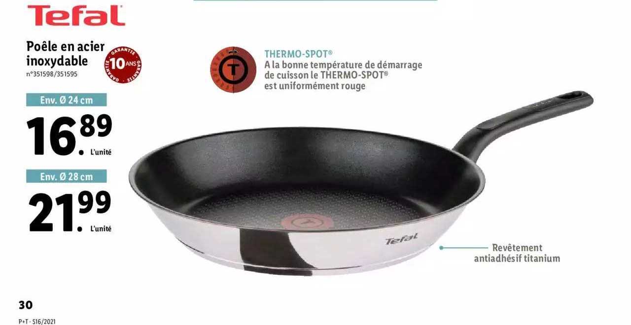 poêle en acier inoxydable tefal