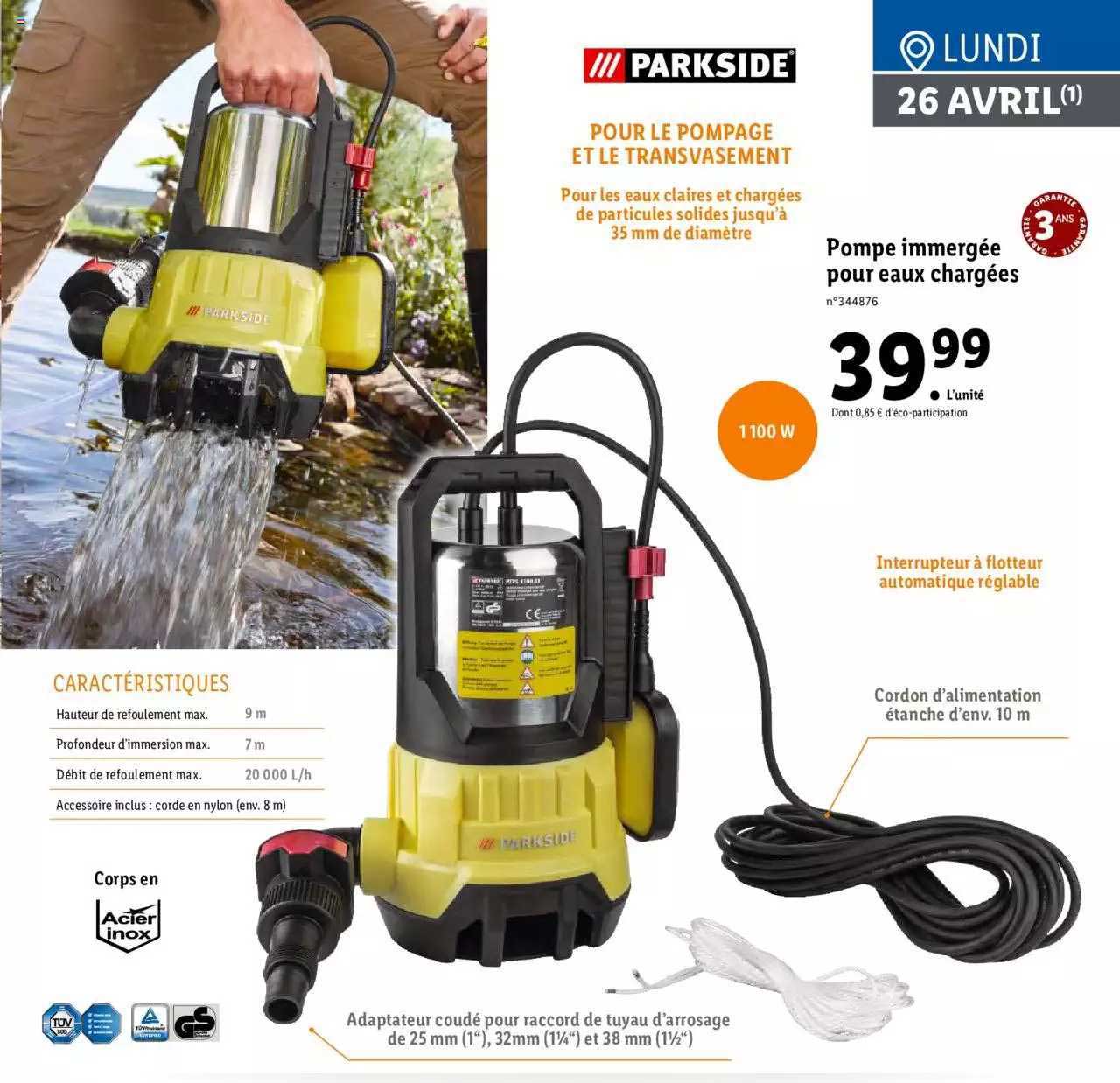 Pompe Immergée Pour Eaux Chargées Parkside