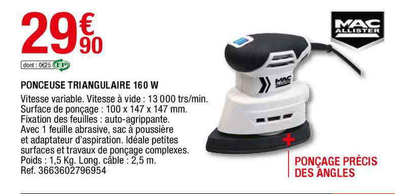 ponceuse triangulaire 160 w mac allister