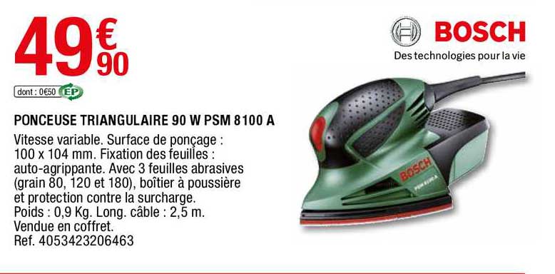 ponceuse triangulaire 90 w psm 8100 a bosch