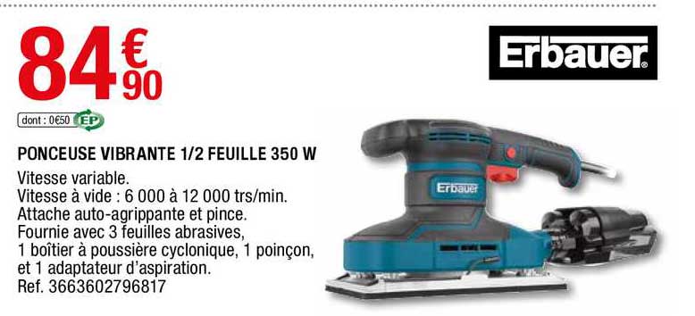 ponceuse vibrante 1-2 feuille 350 w erbauer