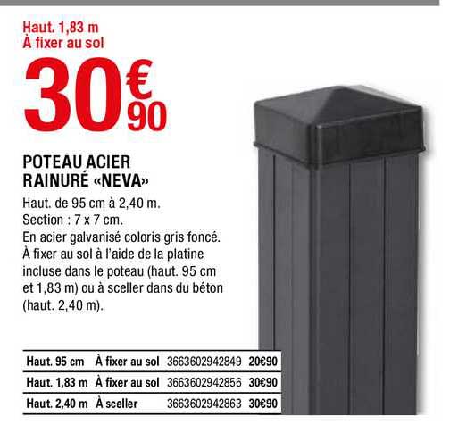 poteau acier rainuré «neva»