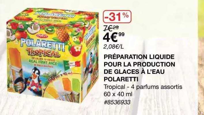 préparation liquide pour la production de glaces à l'eau polaretti