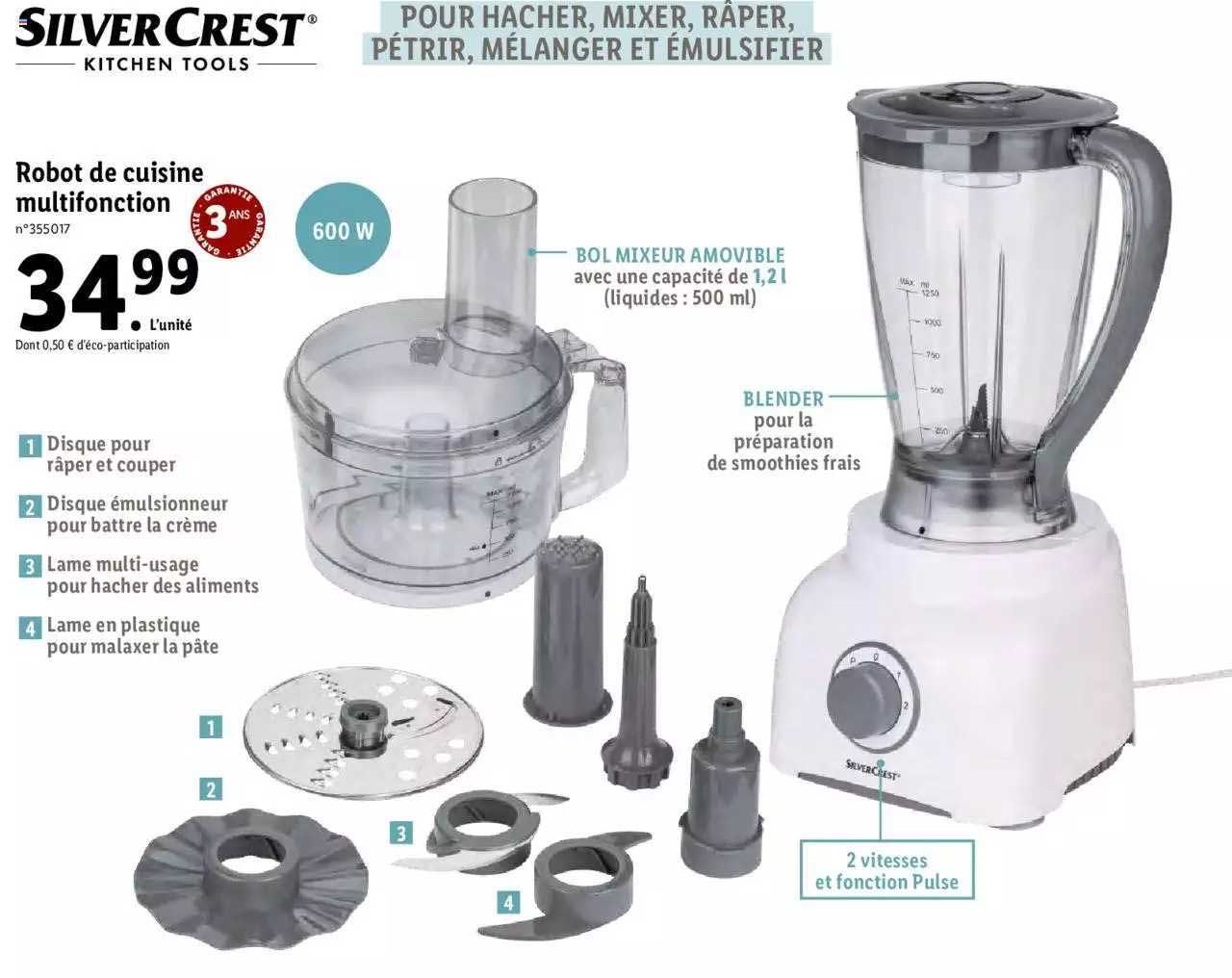 robot de cuisine multifonction silver crest