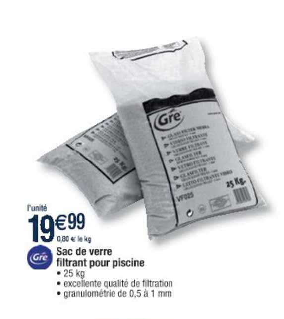 sac de verre filtrant pour piscine