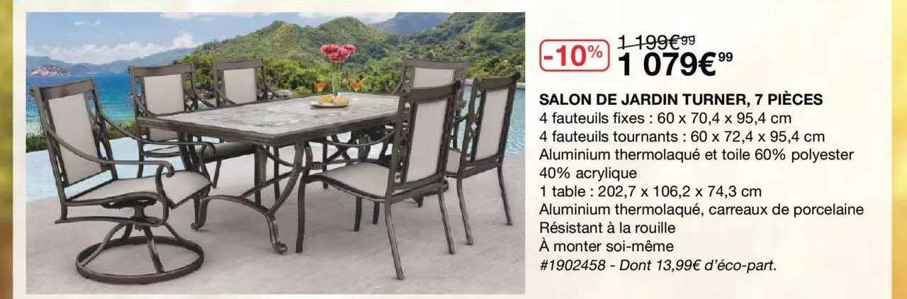 salon de jardin turner, 7 pièces