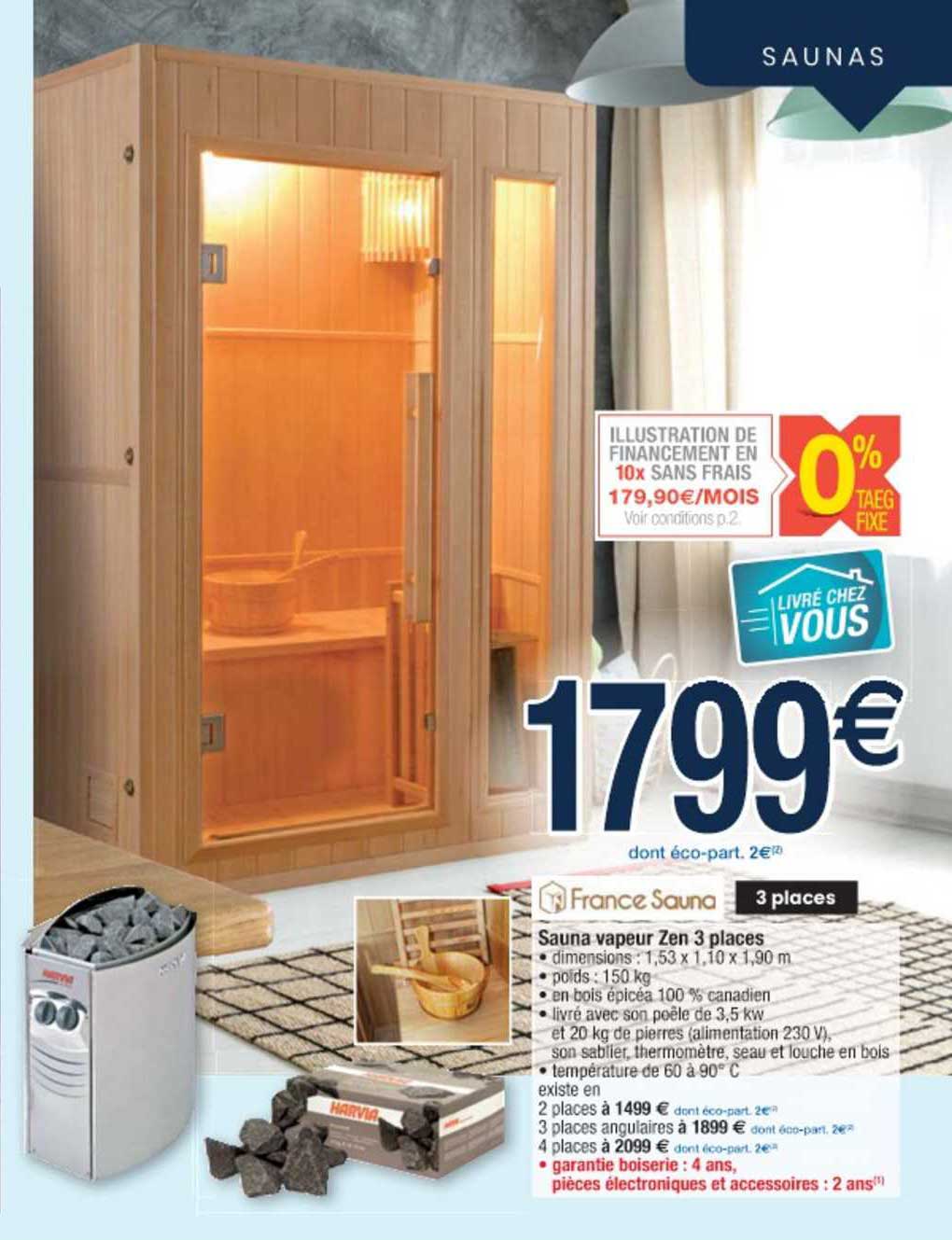 sauna vapeur zen 3 places france sauna