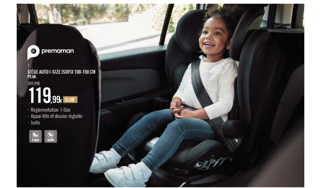 siège auto i-size isofix 100-150 cm peak