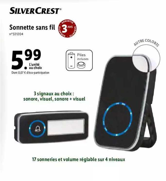 sonnette sans fil silver crest