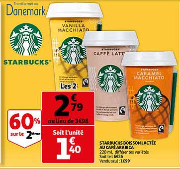 starbucks boisson lactée au café arabica