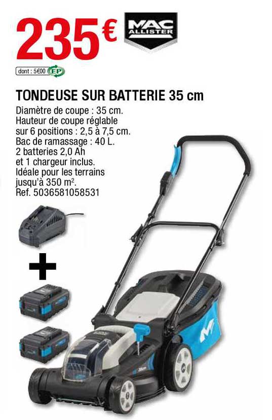 tondeuse sur batterie 35 cm mac allister