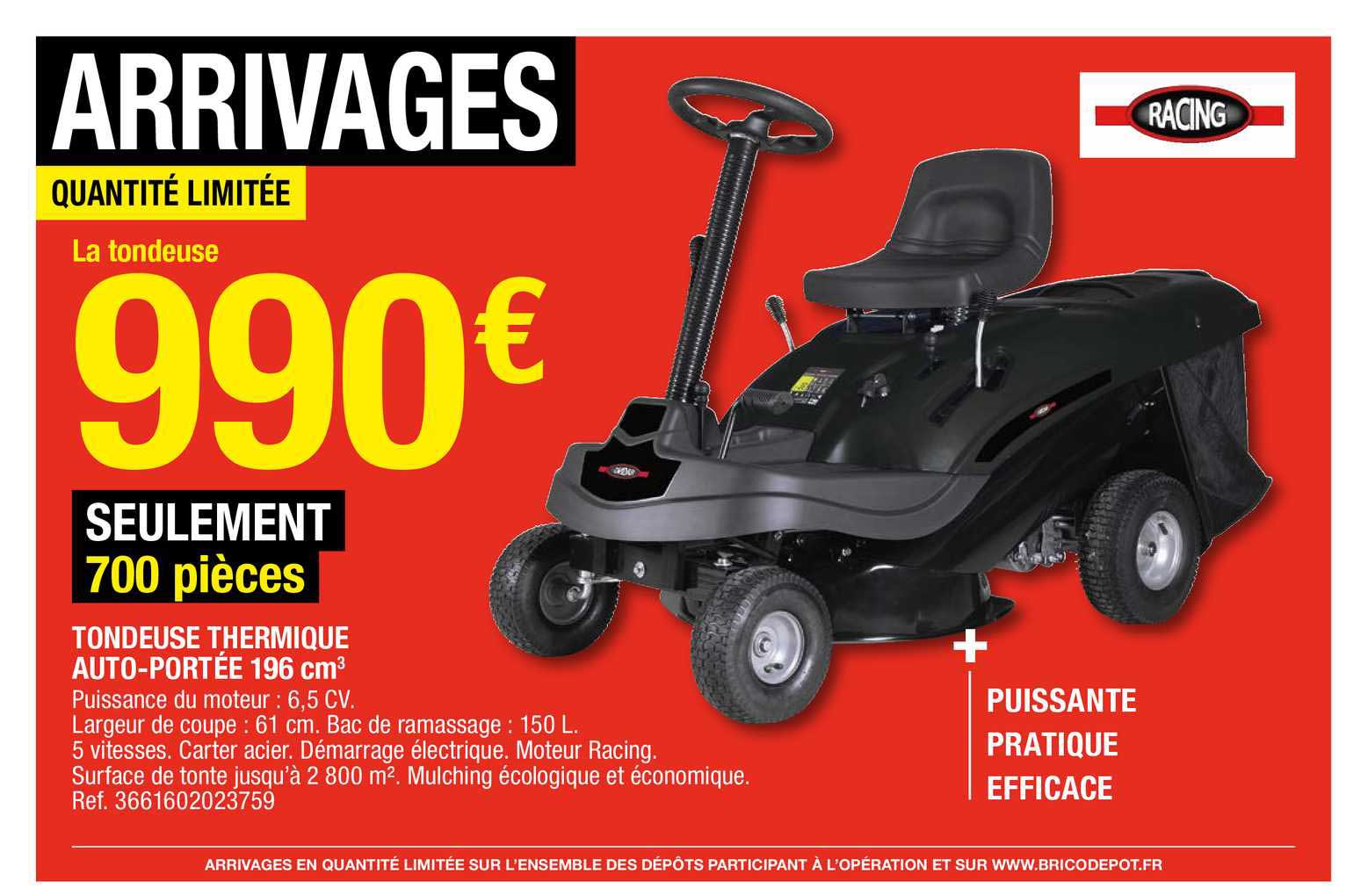 tondeuse thermique auto-portée 196 cm3