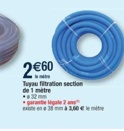tuyau filtration section de 1 mètre