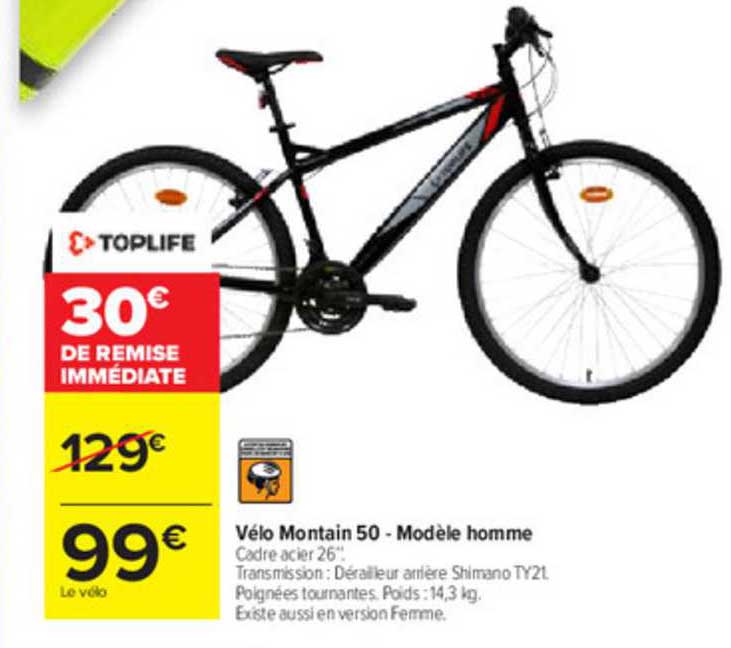 Vélo Montain 50 - Modèle Homme Toplife