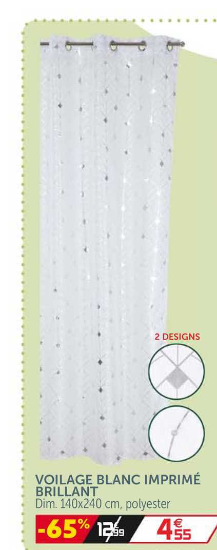 voilage blanc imprimé brillant