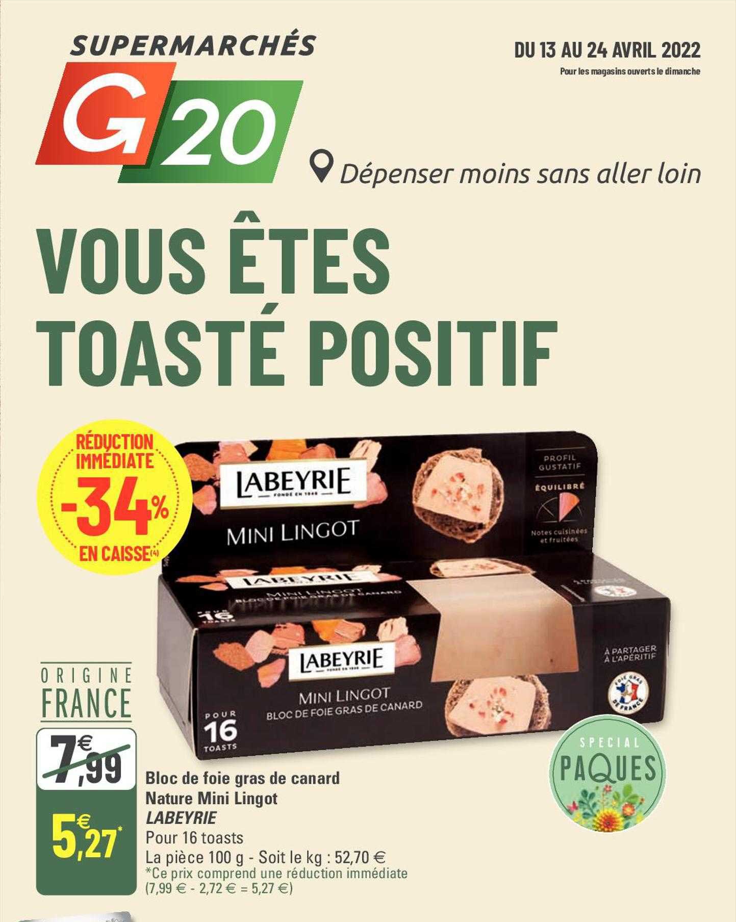 bloc de foie gras de canard nature mini lingot labeyrie