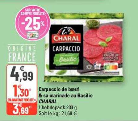 Carpaccio De Bœuf & Sa Marinade Au Basilic Charal