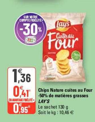chips nature cuites au four -50% de matières grasses lay's