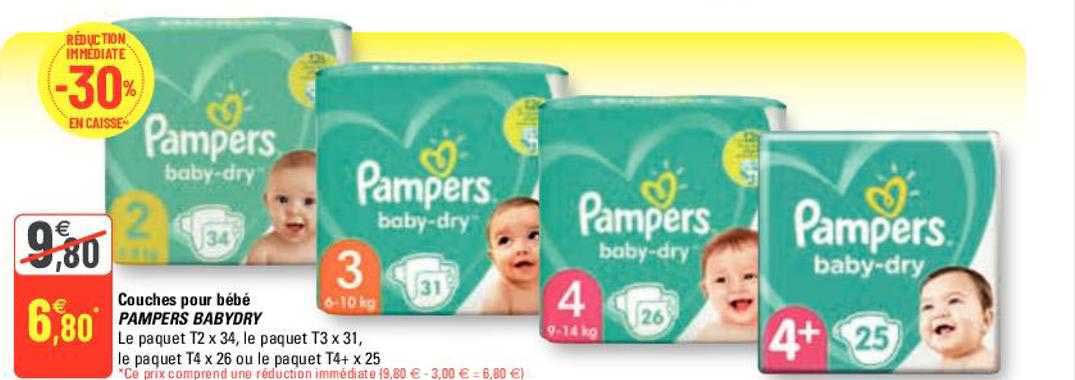 couches pour bébé pampers babydry