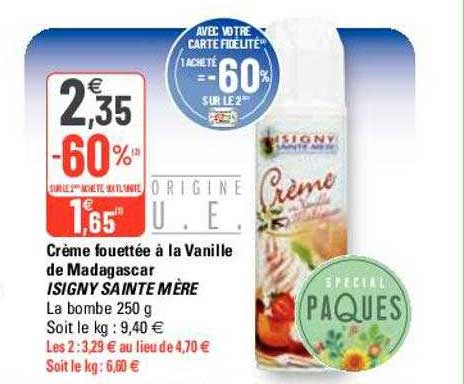 crème fouettée à la vanille de madagascar isigny sainte mère