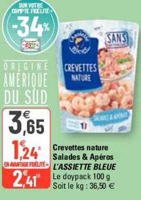 crevettes nature salades & apéros l'assiette bleue