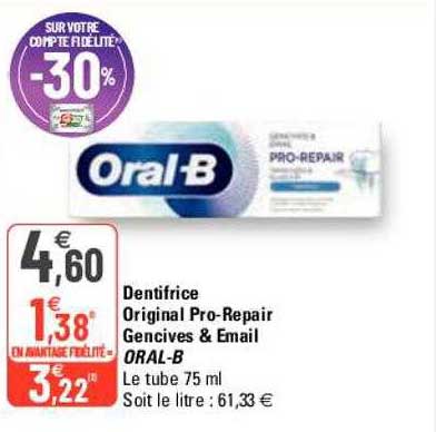 dentifrice original pro-repair gencives & email oral-b