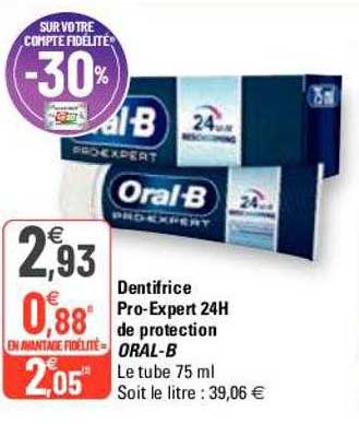dentifrice pro-expert 24h de protection oral-b