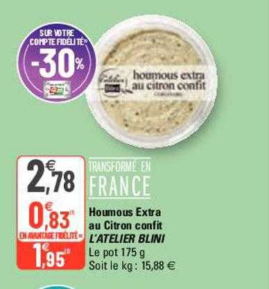 Houmous Extra Au Citron Confit L'atelier Blini