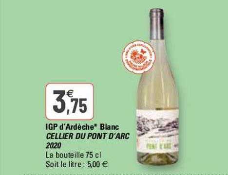 igp d'ardèche blanc cellier du pont d'arc