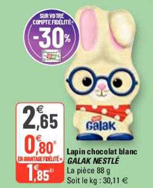 lapin chocolat blanc galak nestlé