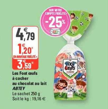les foot oeufs à cacher au chocolat au lait abtey