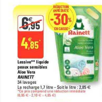 lessive liquide peaux sensibles aloé vera rainett