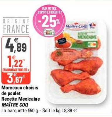 morceaux choisis de poulet recette mexicaine maître coq