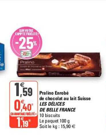 pralino enrobé de chocolat au lait suisse les délices de belle france