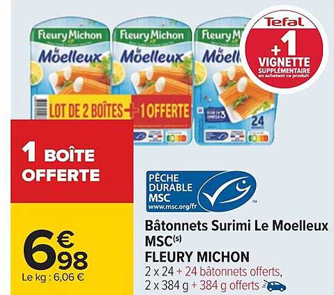 Bâtonnets Surimi Le Moelleux Msc Fleury Michon