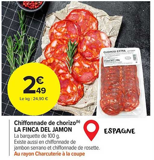 chiffonnade de chorizo la finca del jambon