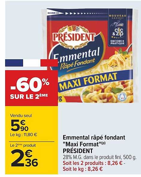 emmental râpé fondant "maxi format" président