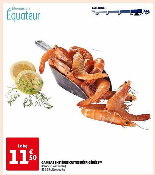 Gambas Entières Cuites Réfrigérées