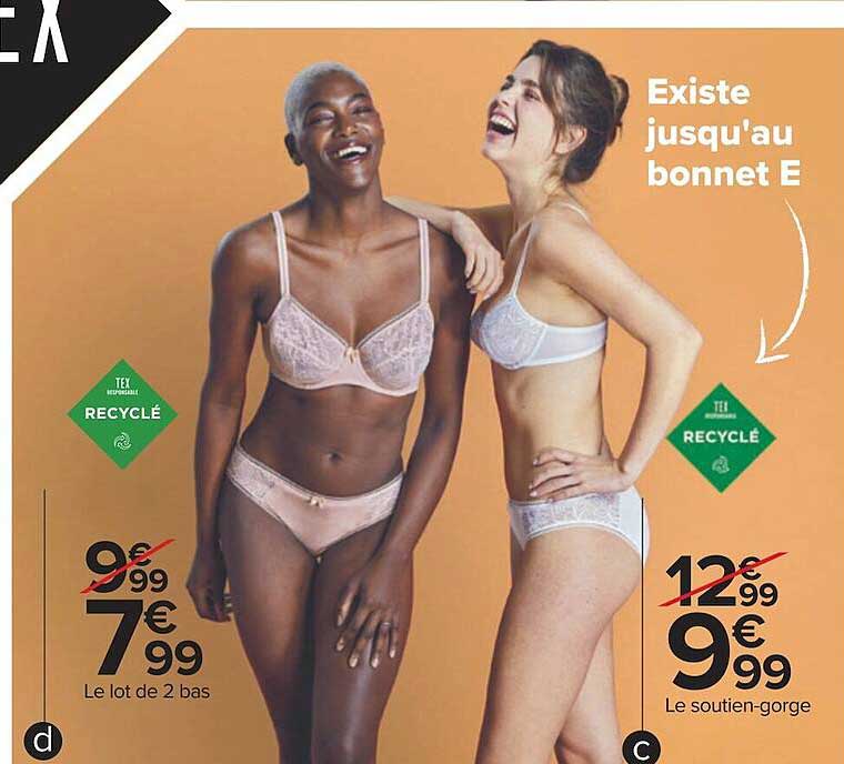 le lot de 2 bas tex recyclé, le soutien-gorge tex recyclé