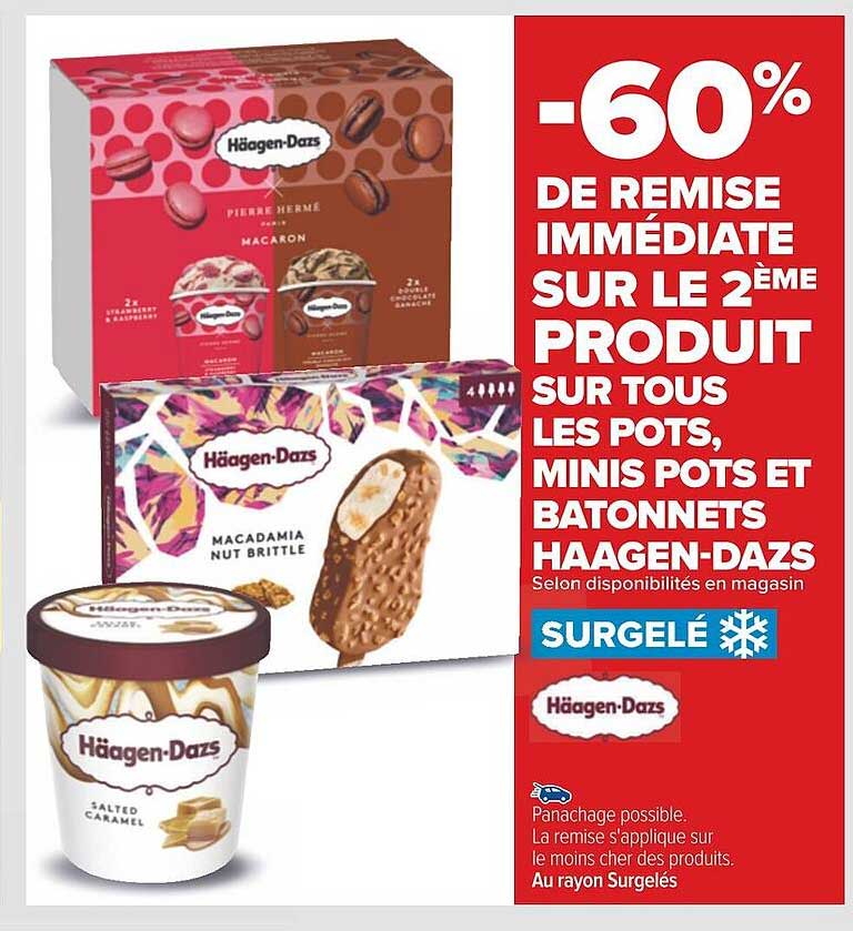 les pots, minis pots et bâtonnets häagen-dazs