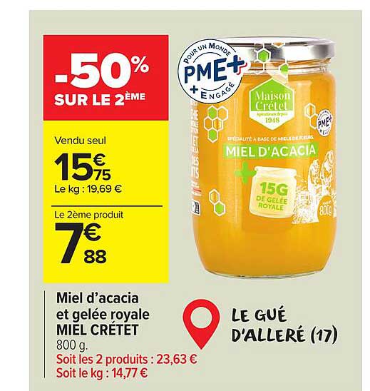 miel d'acacia et gelée royale miel crétet