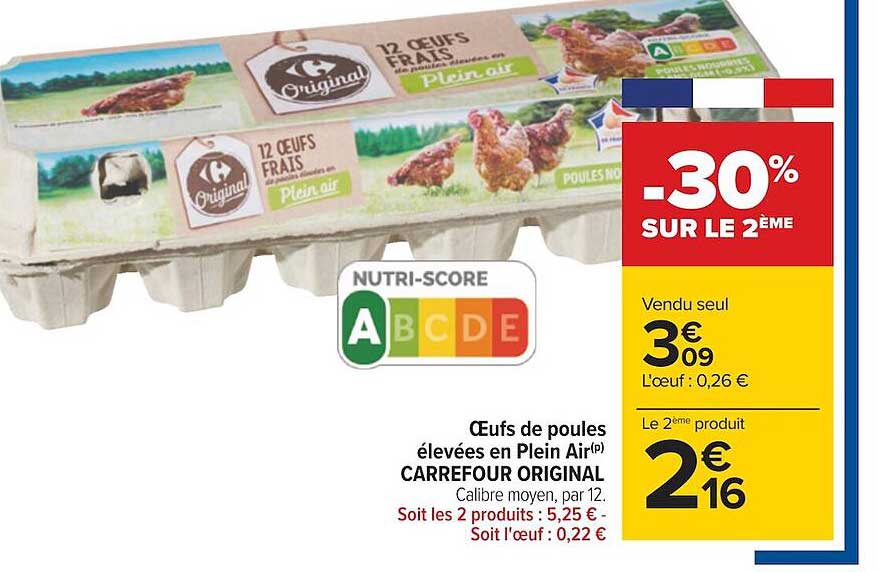 œufs de poules élevées en plein air carrefour original