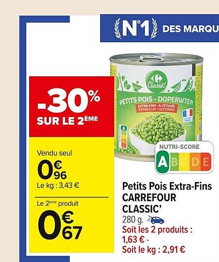 petits pois extra-fins carrefour classic'